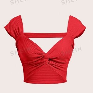 Side Cut Out Red Crop Top